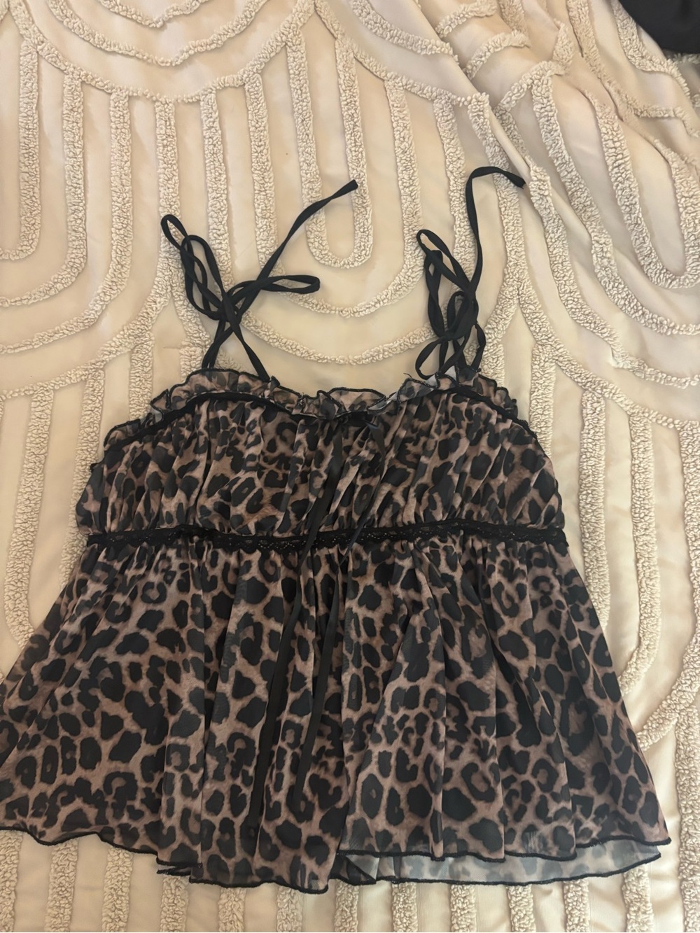 SHEIN Brown and Black Leopard Print Chiffon Cami Top